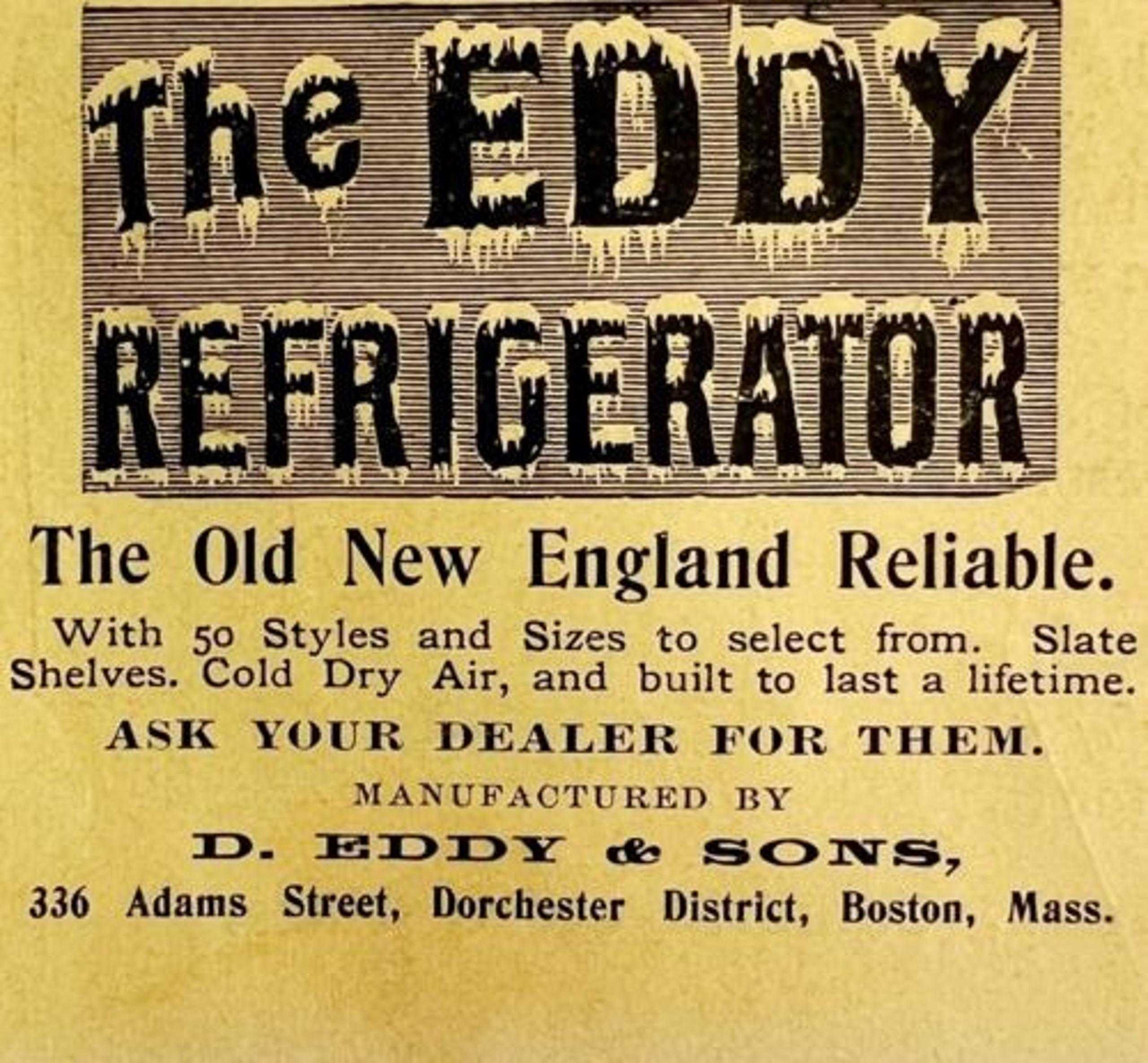 The Eddy Refrigerator New England 1894 Advertisement Victorian Appliance ADBN1i