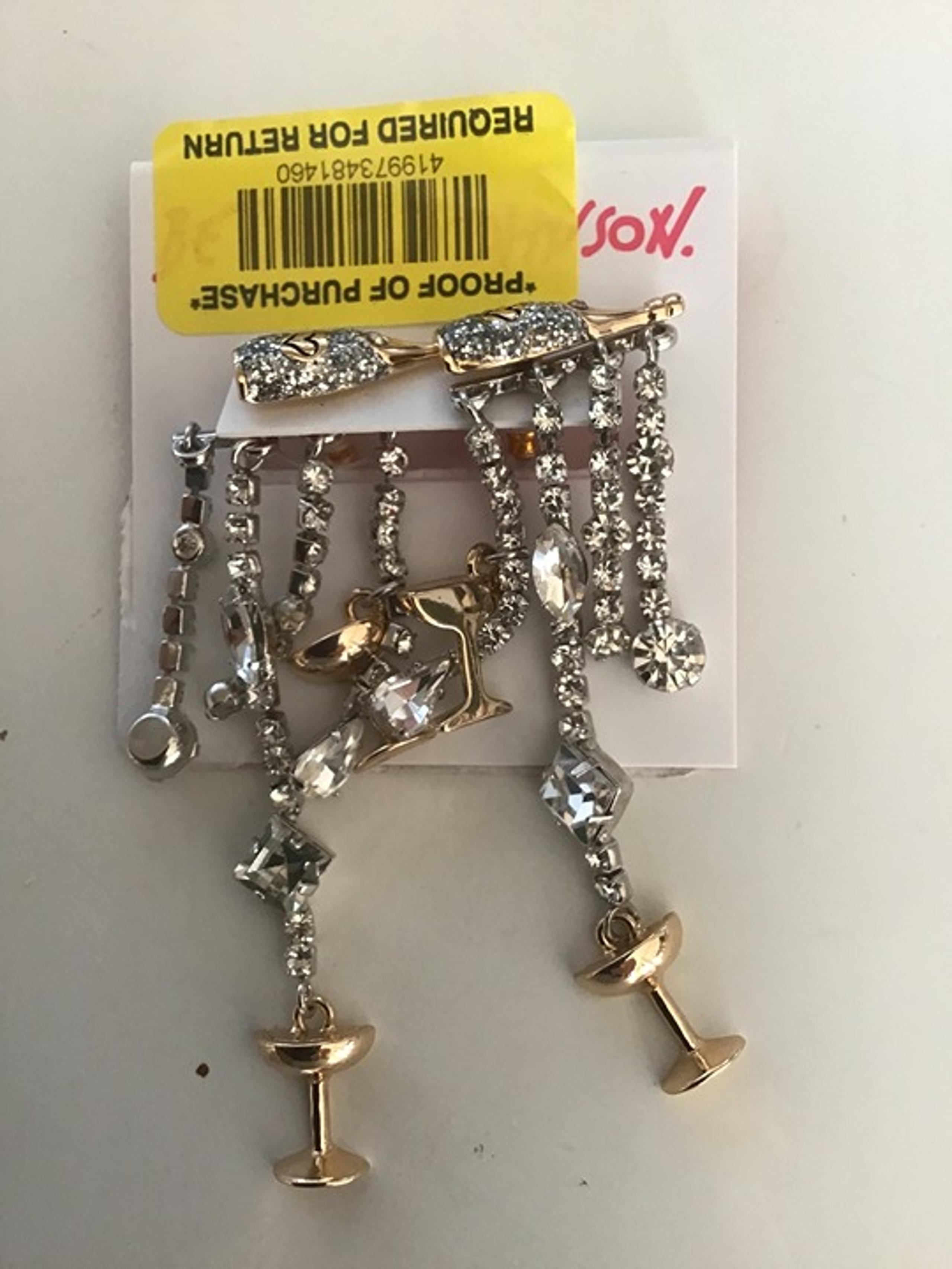 Betsey Johnson New Bottle and Goblet Chandelier Earrings