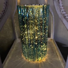 12 Oversized Illuminated Mercury Glass Hurricane Icy Blue