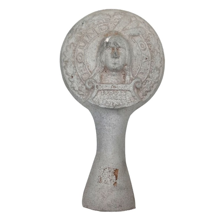 Antique Round Oak Wood Stove Finial Topper Doe Wah Jack Advertising Collectible