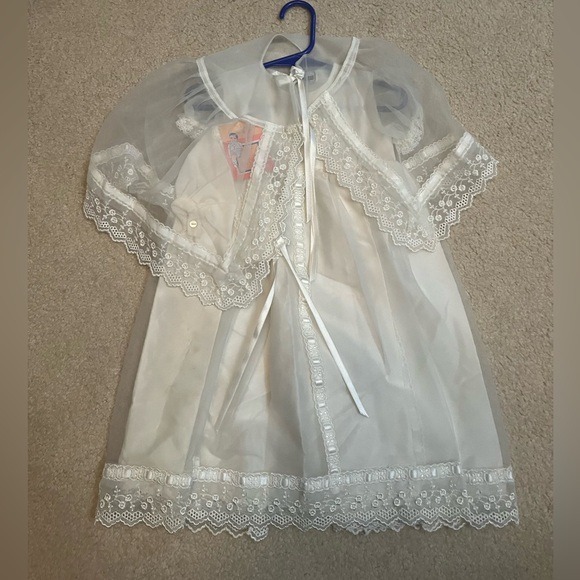 NWT Vintage Torritos 3pc Christening Gown Set Dress Hat and Cape