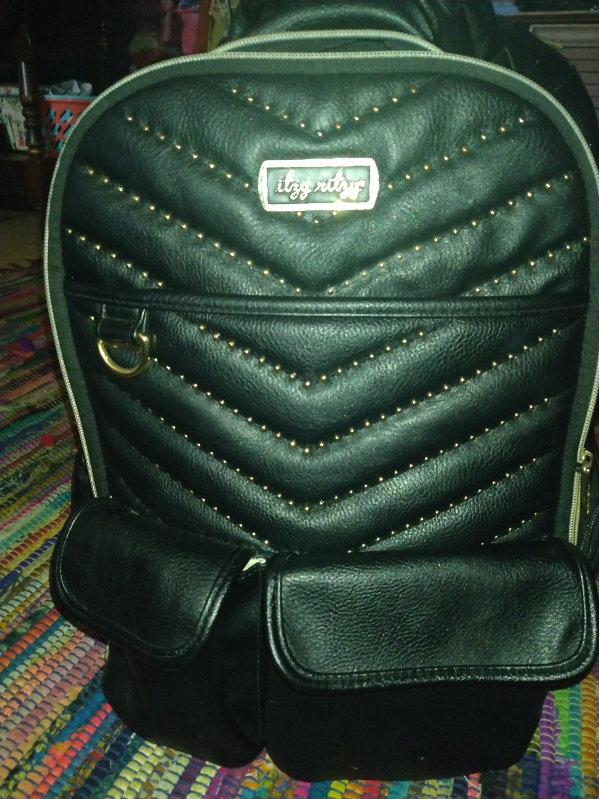 Itsy ritsy boss diaperbag black/gold Chevron