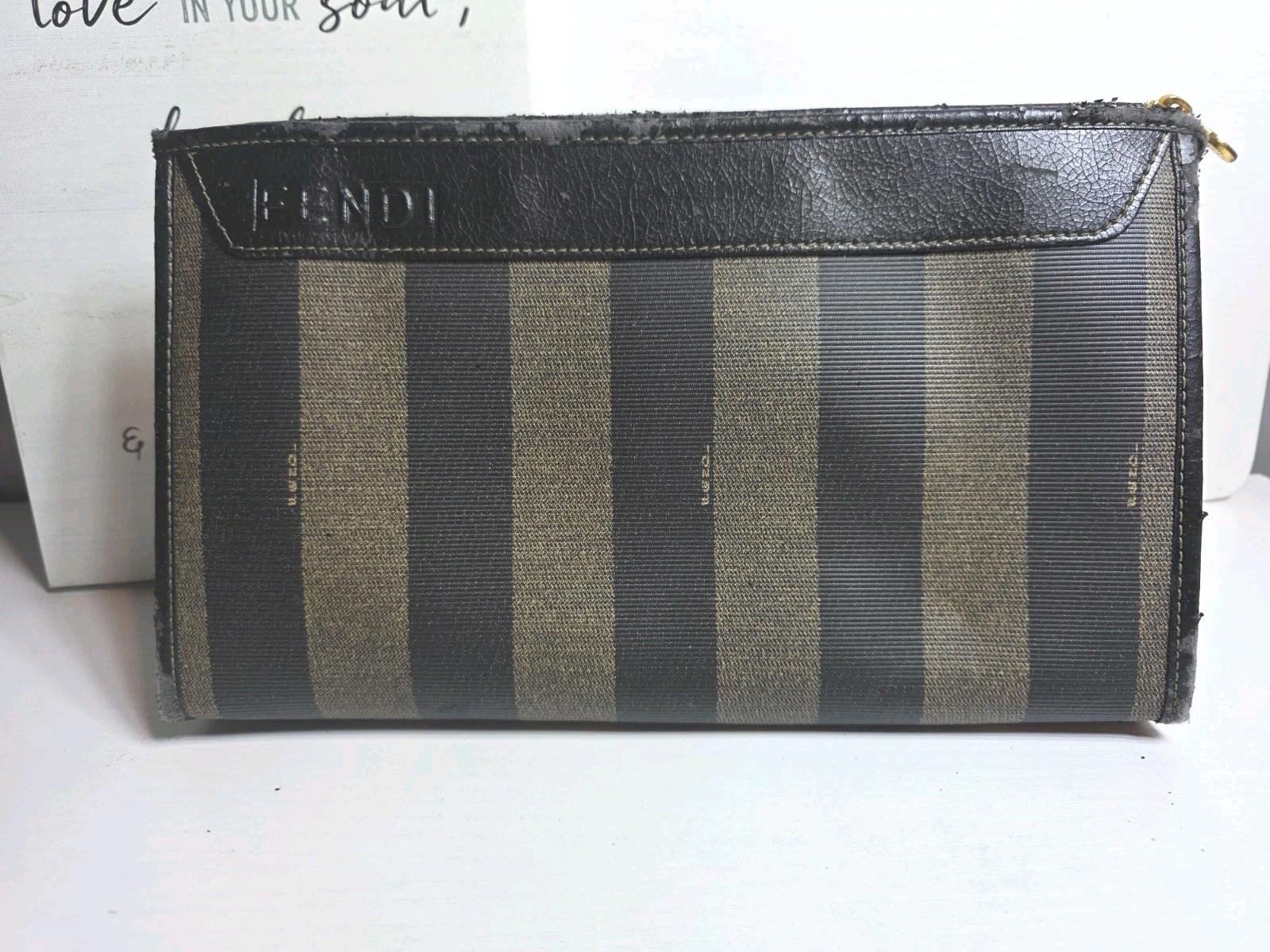FENDI Clutch Bag Pecan Beige PVC Authentic Used OK Condition