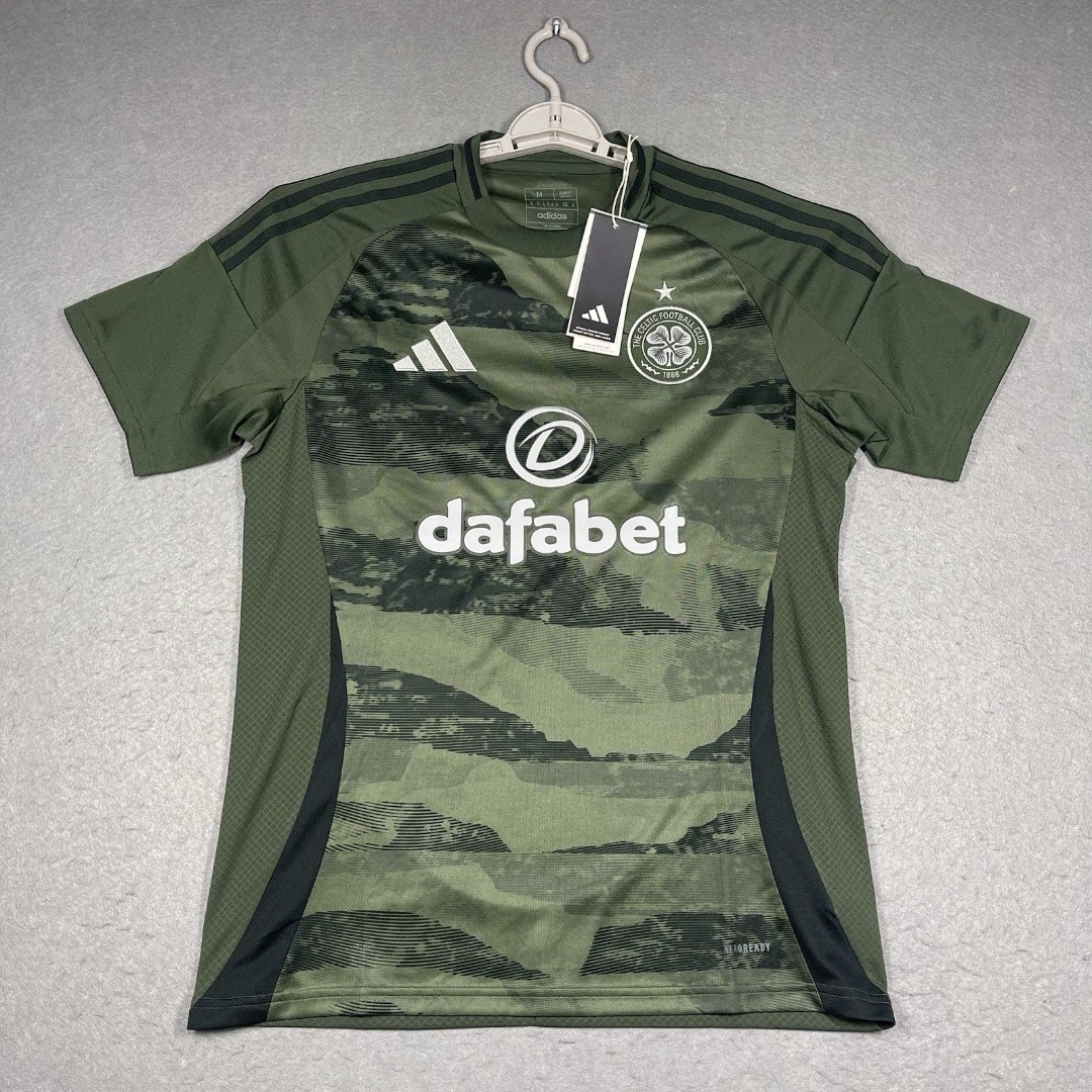 Celtic FC Jersey Mens Medium Green 24/25 Third Kit Scotland SPFL Football Soccer