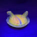 VTG Boyd glass Hen on a nest salt cellar Orange Yellow swirl Slag glass UV glow
