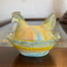 VTG Boyd glass Hen on a nest salt cellar Orange Yellow swirl Slag glass UV glow