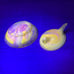 VTG Boyd glass Hen on a nest salt cellar Orange Yellow swirl Slag glass UV glow
