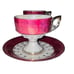 Vintage Sterling China Japanese Lusterware 8pc Set 4 Tea Cups 4 Saucer Burgundy