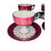Vintage Sterling China Japanese Lusterware 8pc Set 4 Tea Cups 4 Saucer Burgundy