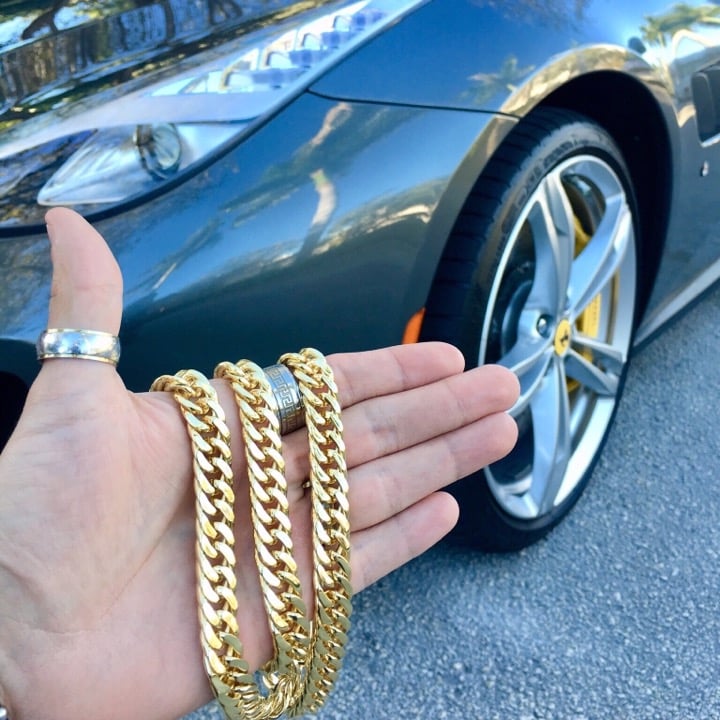 DOUBLE CUBAN LINK 18K GOLD CHAIN ITALY