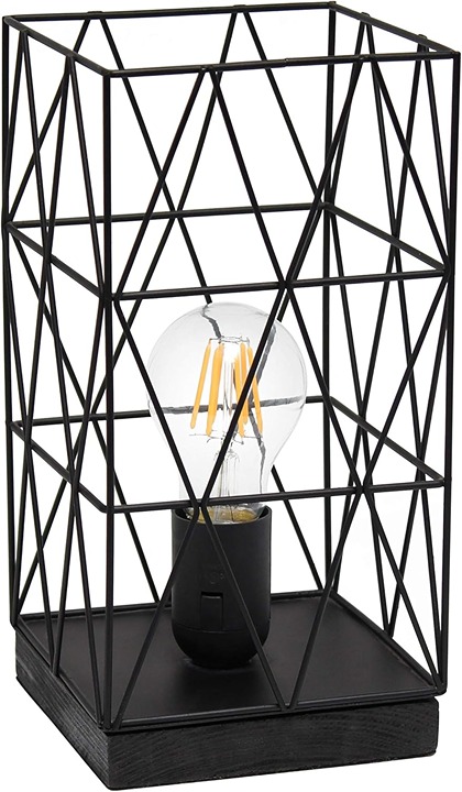 Simple Designs LT1073-BLK Geometric Square Metal Table Lamp,