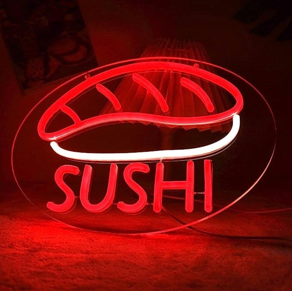 Tasty Bright Red / White Sushi LED Night Light Room Wall Decoration