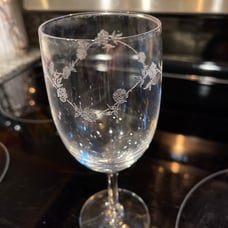 Fostoria Rosalie pattern water goblets.