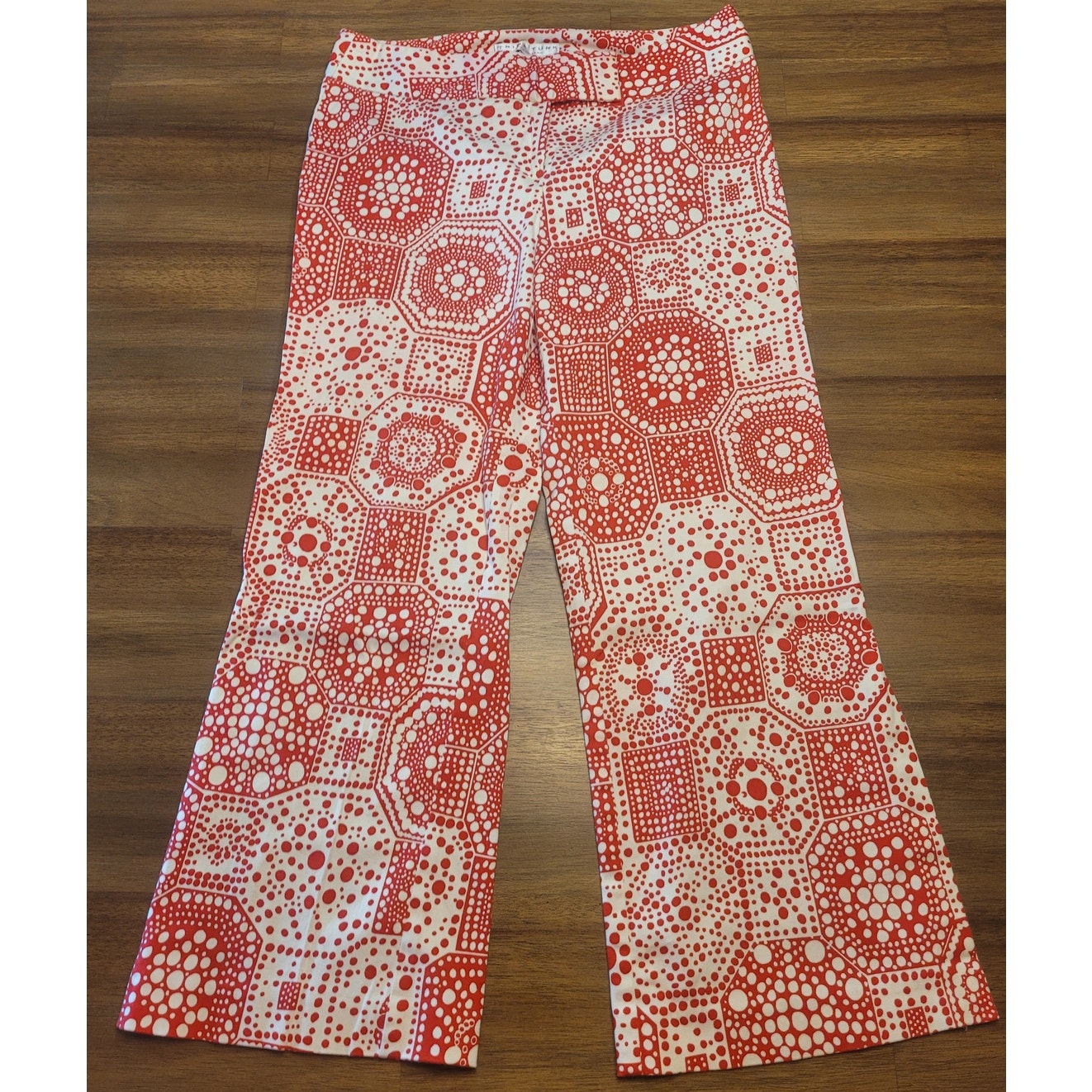 Trina Turk Ore Dot Print Cropped Kick-Flare Pants Red - 6