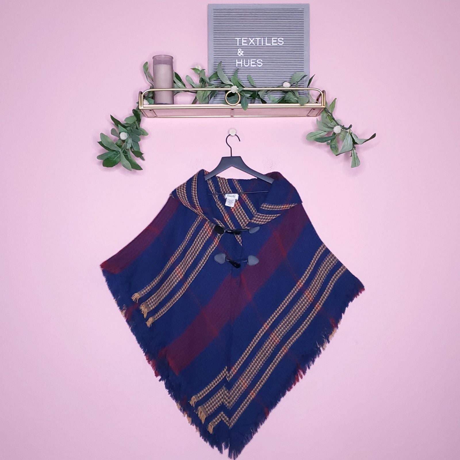 Nanette Lepore Plaid Blanket Poncho OSFA