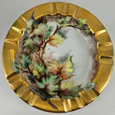 Vintage Hand Painted Gilded floral decorative bowl dish plate signed 1960