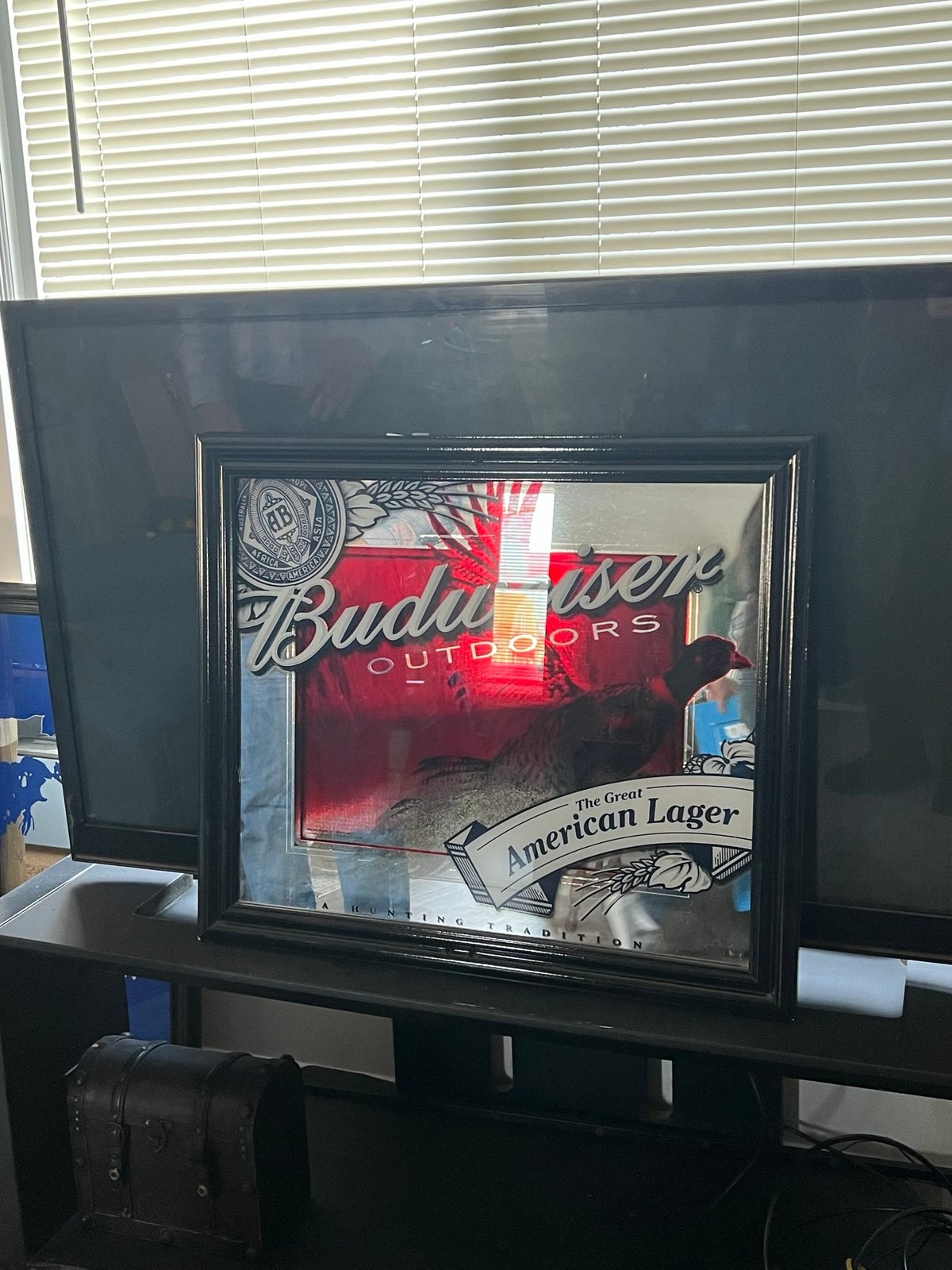 Budweiser mirrored and framed photo