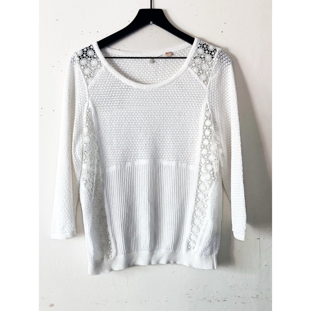Anthropologie Knitted & Knotted Etienne Pullove Ivory Sweater Women’s L