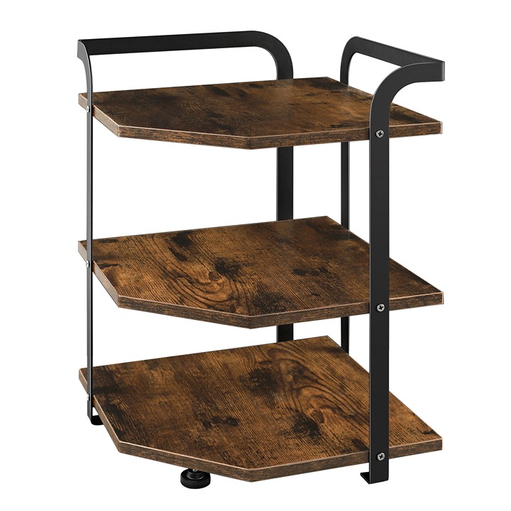 Wood 3-Tier Corner Shelf Rack Space Saving Bookcase Unit Storage Office Home