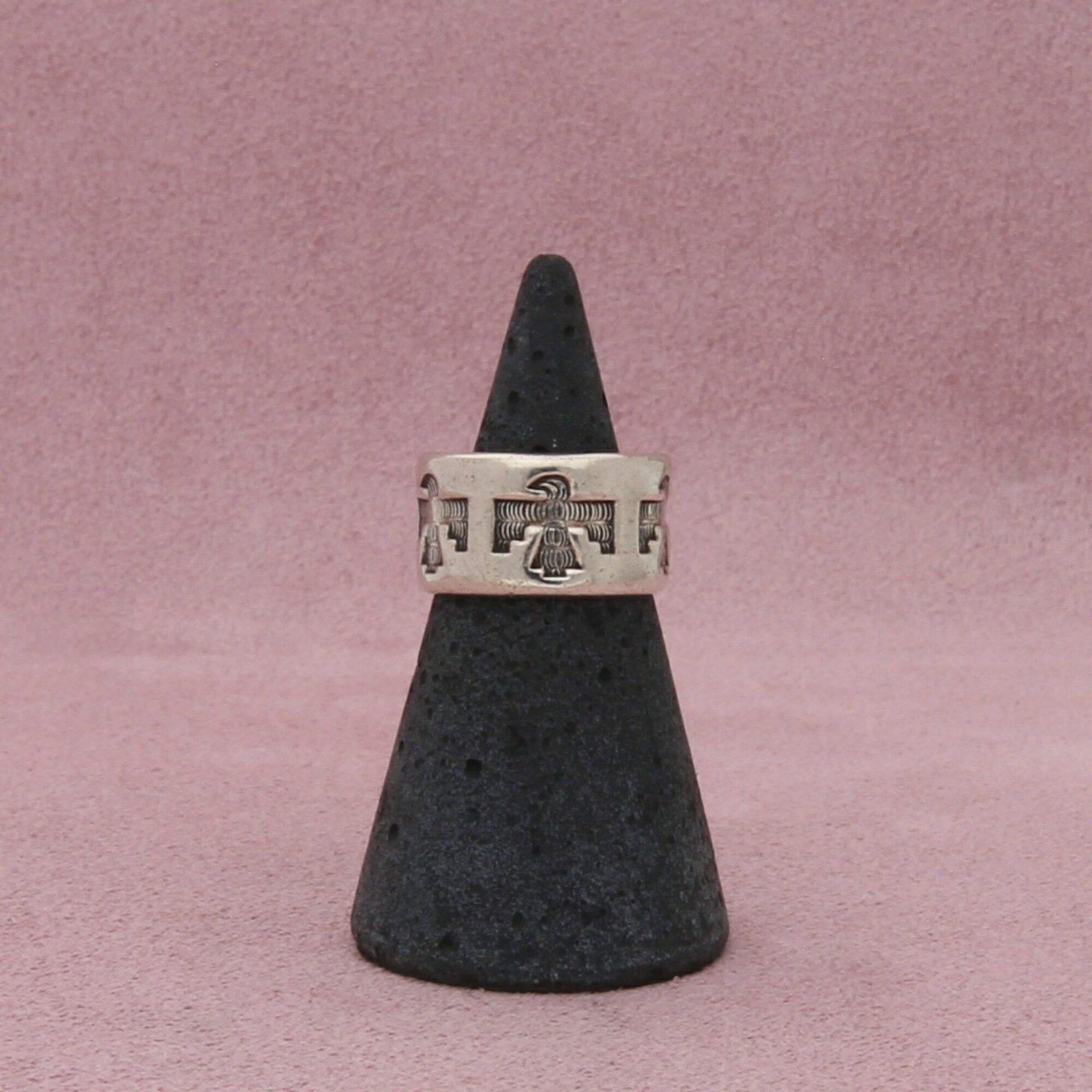 bell trading post sterling silver vintage thunderbird band ring size 4.75
