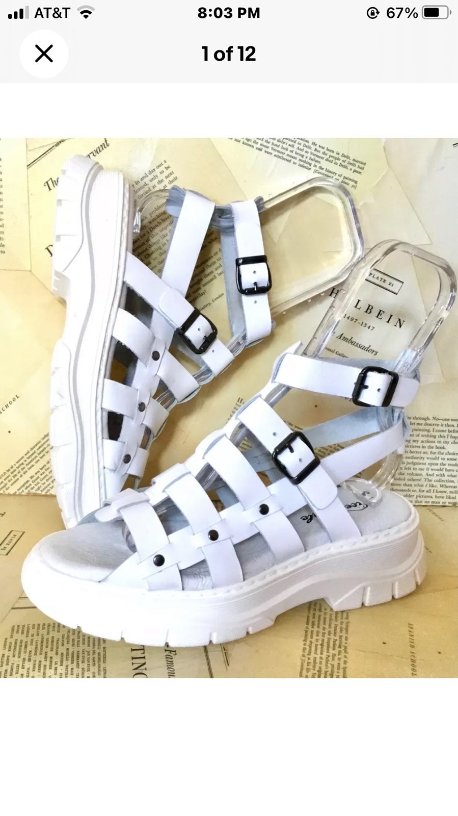 Free People Gia Gladiator Sandal Strappy Rubber Sole White Leather