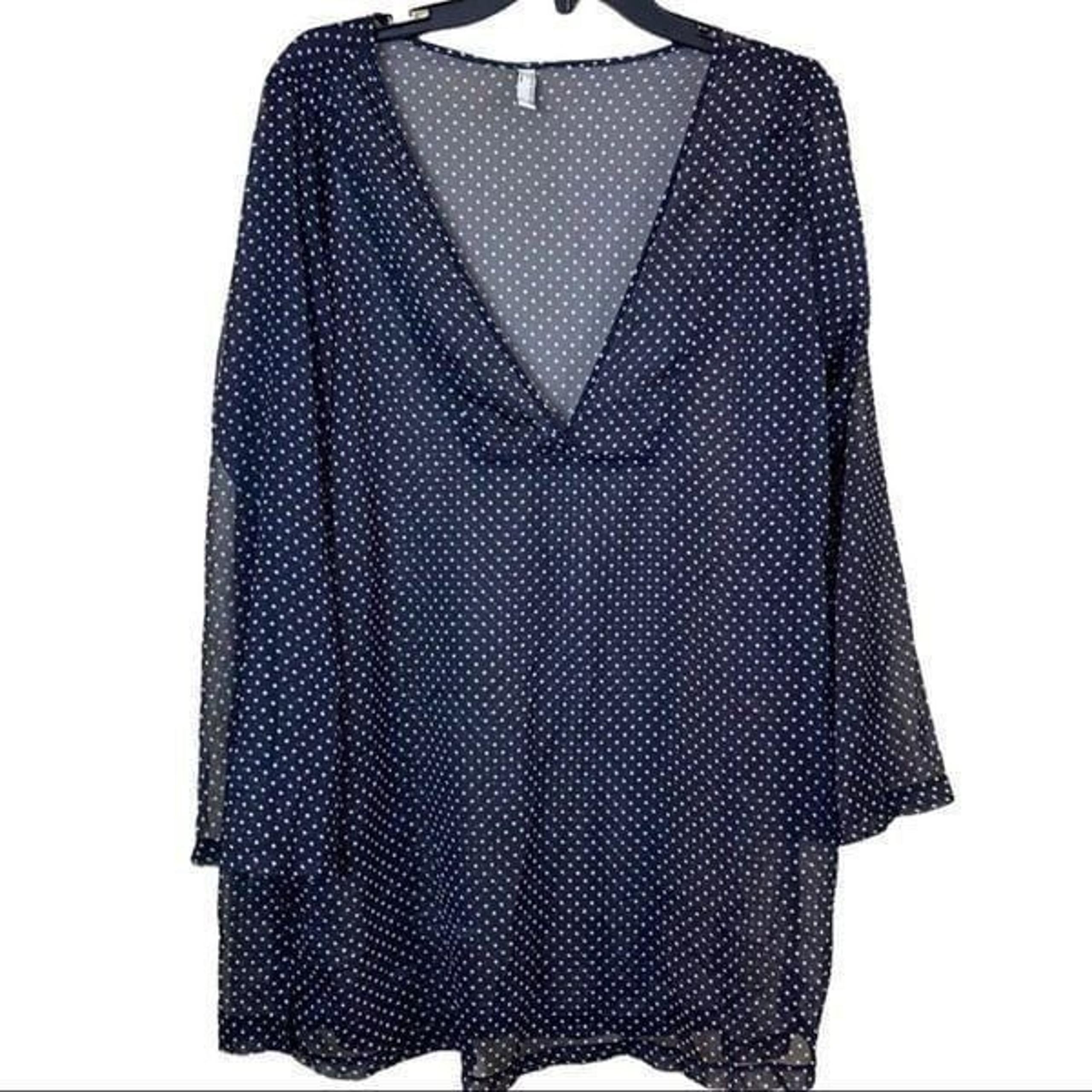 Jones New York Sport Dotted Sheer Swimsuit Coverup Size Large