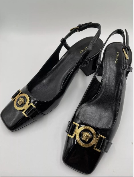 Versace Patent Leather Slingback Pumps Size 37 Floor Sample No Box