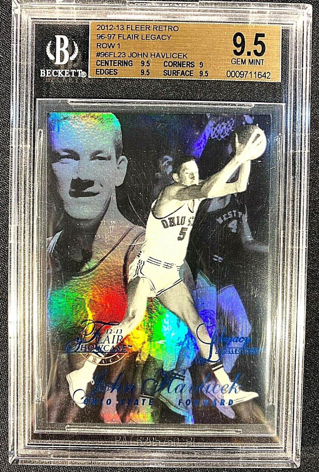 BGS 9.5 JOHN HAVLICEK 2012 FLEER FLAIR RETRO LEGACY ROW 1 #D /150 CELTICS G1298