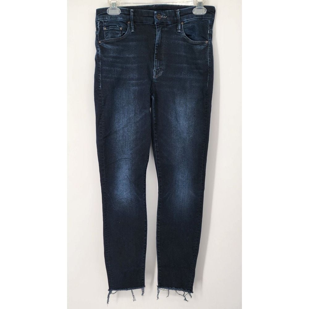 MOTHER High Waisted Looker Women's 28x27 Dark Wash style 1411-104 Ankle Fray