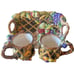 CORNUCOPIA Ceramic Set 13x10 Serving Tray W/2 Mugs Fruit & Weave Pattern Festive