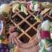 CORNUCOPIA Ceramic Set 13x10 Serving Tray W/2 Mugs Fruit & Weave Pattern Festive