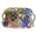 CORNUCOPIA Ceramic Set 13x10 Serving Tray W/2 Mugs Fruit & Weave Pattern Festive