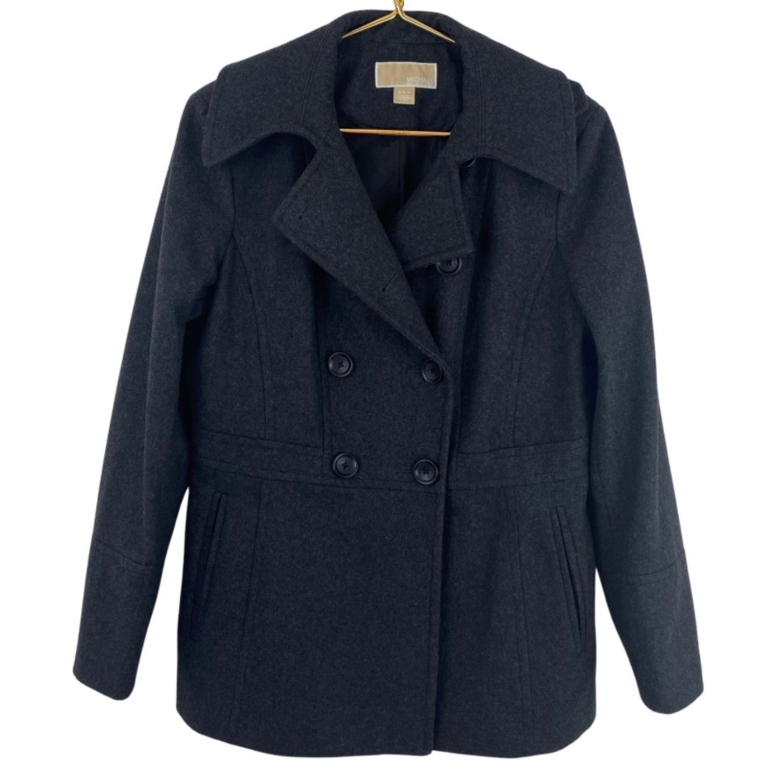 MICHAEL Michael Kors Dark Gray Double Breasted Wool Blend Jacket Medium