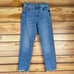 American Eagle Womens Mom Jean Size 4 Raw Hem Blue Distressed Denim