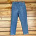 American Eagle Womens Mom Jean Size 4 Raw Hem Blue Distressed Denim