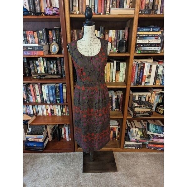 Gregory Parkinson floral eyelet dress brown purple and red sleeveless nwot