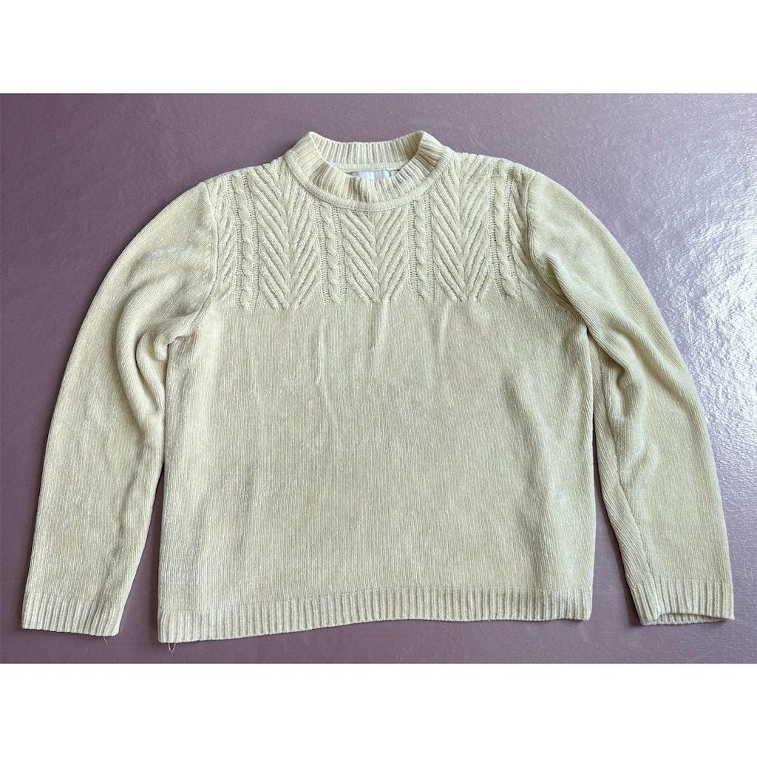 Alfred Dunner Women's Ivory Cable Knit Pullover Sweater Size L