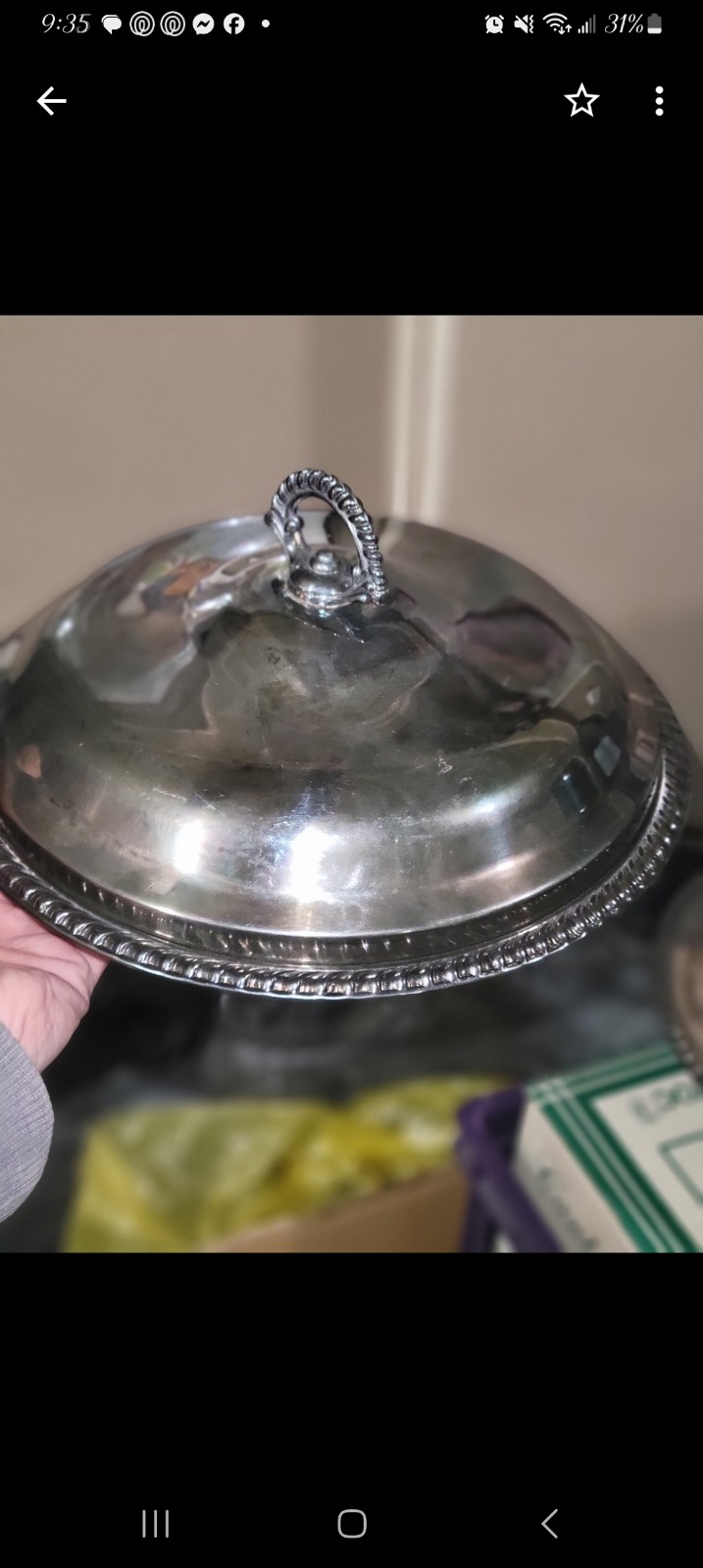 vintage Wm Rogers silver-plated serving bowl with a lid