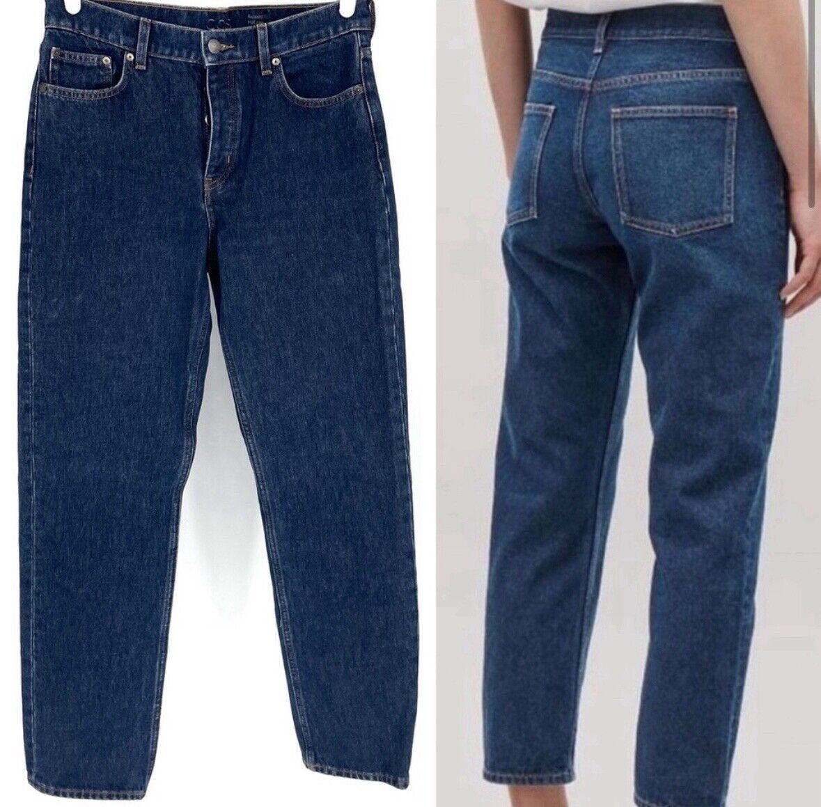 COS Relaxed Fit Mid Rise Cropped Length Jeans Size 29 Waist Medium Wash