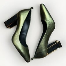 Kat Laconie Meg 3”Heels Metallic Khaki Size 10
