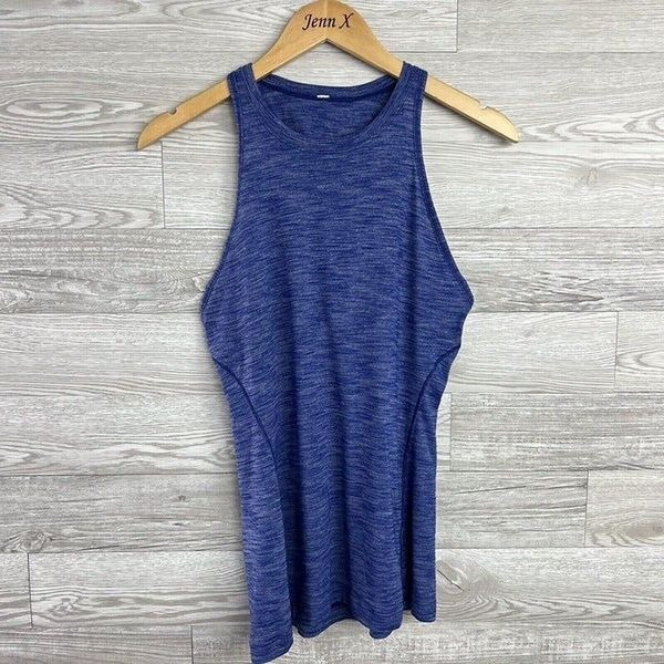 Rare Lululemon & go Everywhere Tank top Heathered Sapphire Blue 6 Twist Back