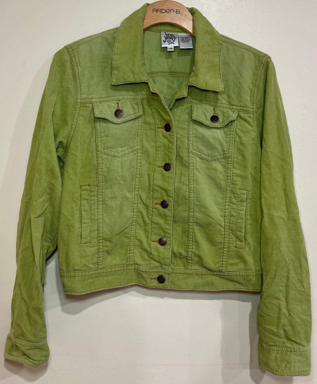 VTG Ivy Jane Sz M Green Corduroy Crown Jacket