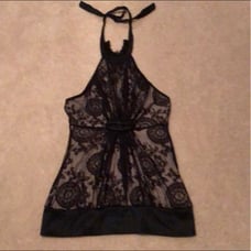 Bebe Black Lace Halter Top