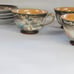 Vintage Occupied Japan Dragonware Tea Cups Saucer Set (4) Moriage Orange Luster