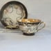 Vintage Occupied Japan Dragonware Tea Cups Saucer Set (4) Moriage Orange Luster