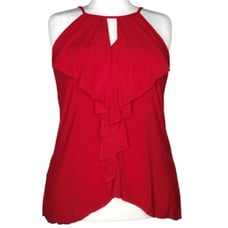 Venus Size XL Red Sleeveless Ruffle Halter Top