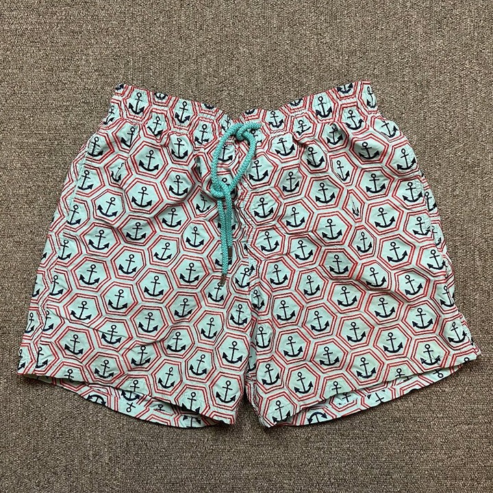 Vilebrequin Anchor Blue Embroidered Swim Shorts Trunks Beach Size Large