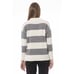 Baldinini Trend Chic V-Neck Wool-Cashmere Blend Gray and White Striped Sweater