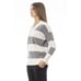 Baldinini Trend Chic V-Neck Wool-Cashmere Blend Gray and White Striped Sweater