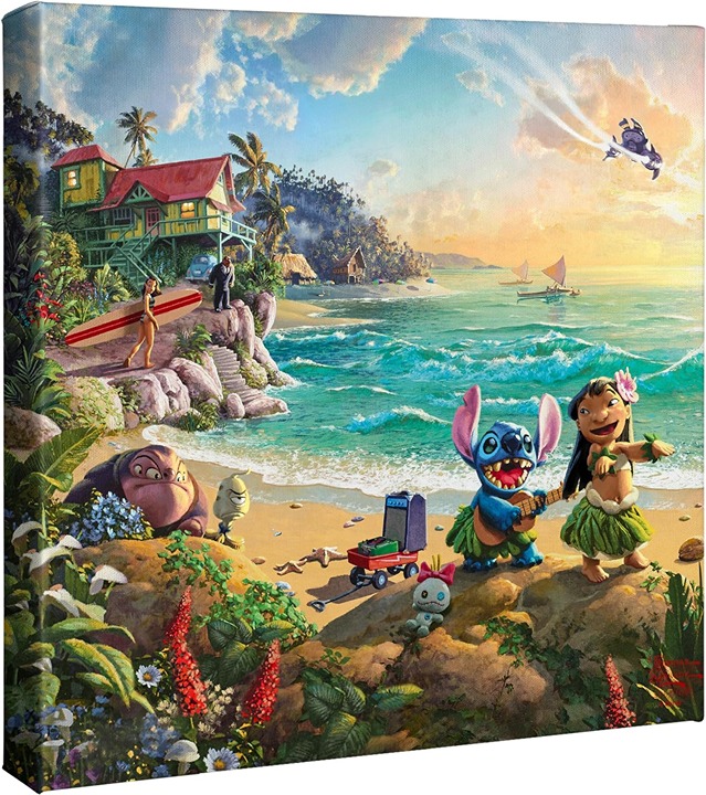 Thomas Kinkade Lilo and Stitch 14 x 14 Wrapped Canvas